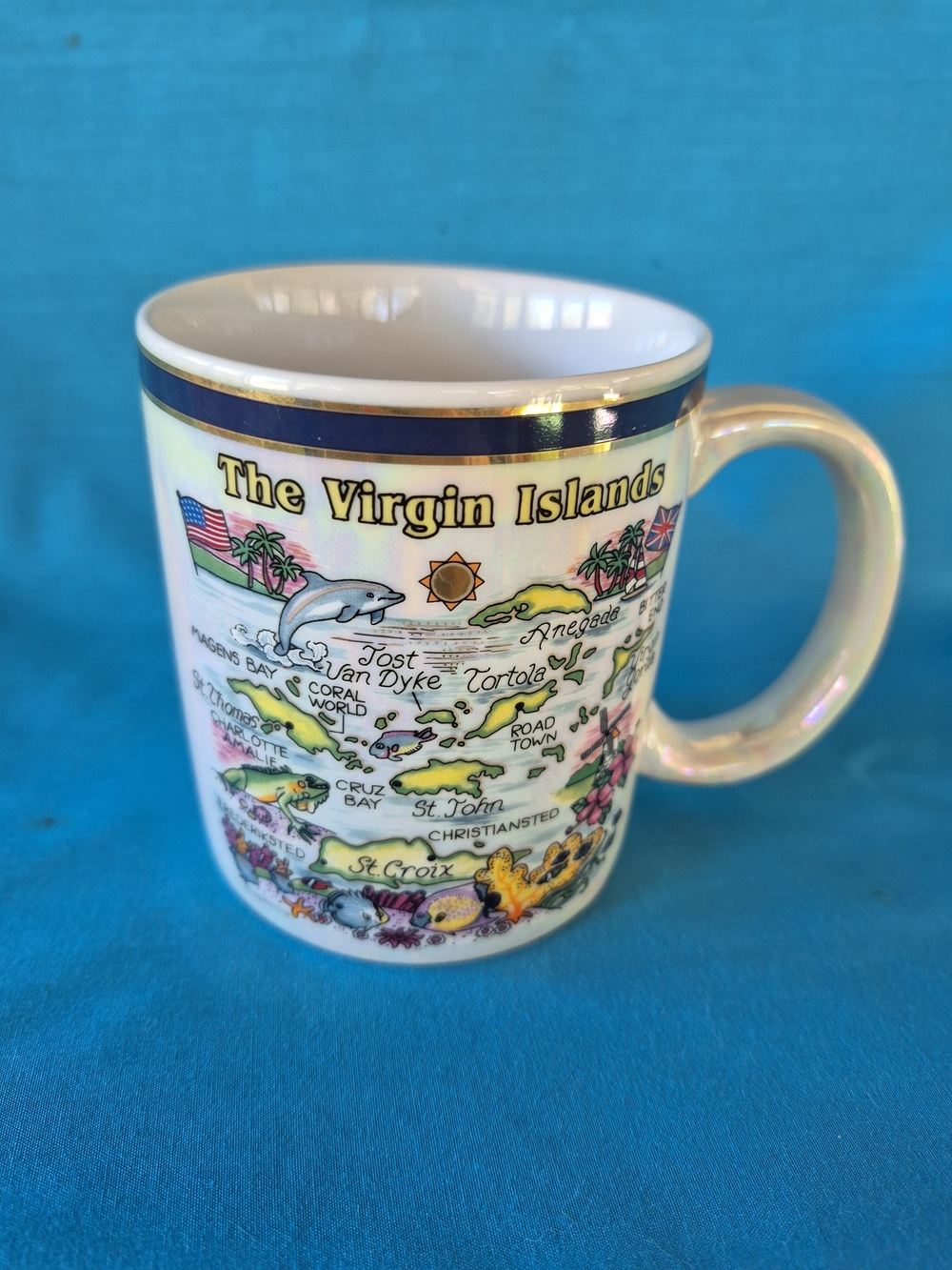 The Virgin Islands Map Mug Coffee Tea Latte Stoneware Beach Souvenir Kitchen